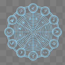 蓝色发光符文图案PSD透明底