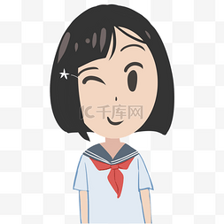 抛媚眼的小女孩插画