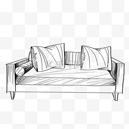 家具抱枕图片_线描沙发抱枕插画