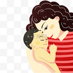 彩色创意怀抱婴儿的妇女元素
