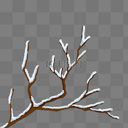 冬季雪景插画图片_冬季落雪的树枝插画
