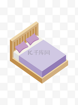 乳胶床垫图片_2.5D紫色木板床家具