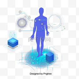 现代科技健康数据分析装饰元素