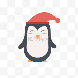 手绘的企鹅图片_戴红色帽子的小企鹅