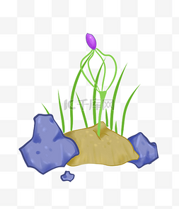 春天嫩芽和紫色小花