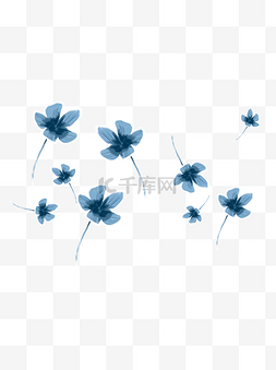 清雅蓝色花朵元素