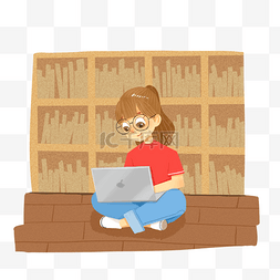 图书馆电脑图片_在图书馆努力学习的女孩