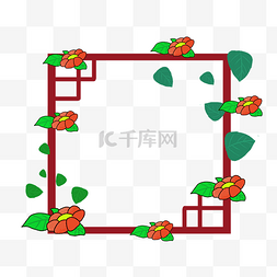 中国风花朵叶子边框