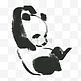 保护动物熊猫水墨插画