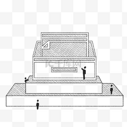 线描火柴人图片_黑白线描商务办公小人