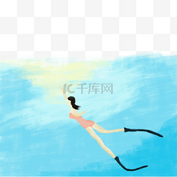 海底背景手绘图片_夏至手绘海底浮潜PNG素材