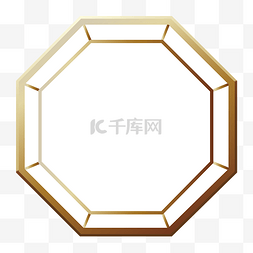 中国风素材立体金色古典木纹八角