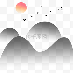 创意中国风水墨风景山水画