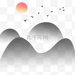 水墨画山河图片_创意中国风水墨风景山水画