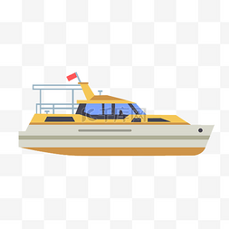 红色的旗帜图片_黄色的游艇船插画