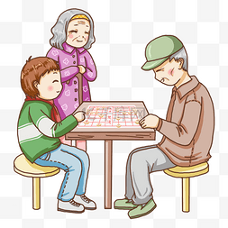 笑眯眯表情图片_陪爷爷下象棋孝敬老人