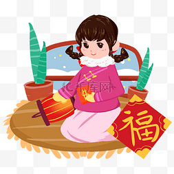 发红包手绘图片_传统节日新年发红包手绘插画