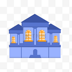 蓝色梦幻房子插图