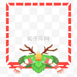 圣诞围巾插画图片_手绘红色圣诞边框