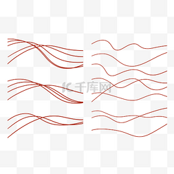 国潮边框图片_极简装饰红色波浪线