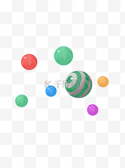 多彩球图片_卡通小清新C4D电商装饰彩球