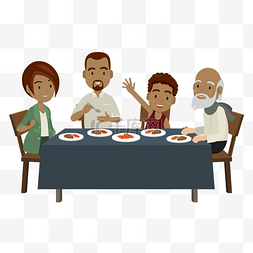 聚会吃饭图片_卡通的一家人矢量素材