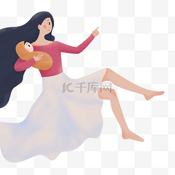 女人抱图片_抱着小孩的辣妈免抠图