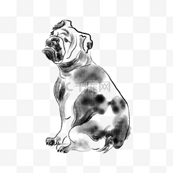 坐立的小狗水墨画设计
