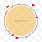 情人节素材可爱线谱手撕边木色底纹圆形边框