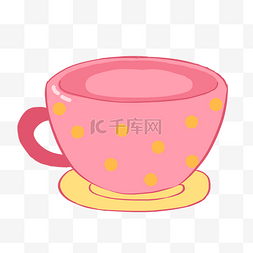 手绘粉红色咖啡杯插画