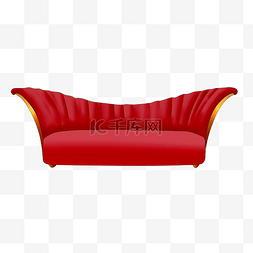 红色沙发元素图片_创意红色沙发插画