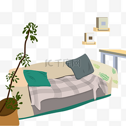 沙发绿植图片_立体效果3D家装用品室内设计沙发