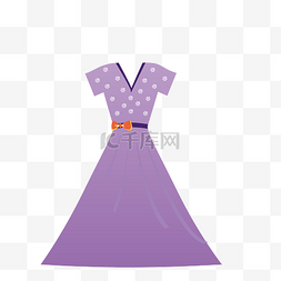 紫色花朵裙子图片_矢量手绘紫色淑女裙免抠元素