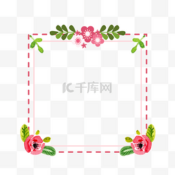 清新水彩花朵边框图片_简约清新叶子花卉边框