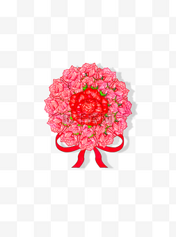 透明底素材玫瑰图片_手绘喜庆婚礼玫瑰胸花透明底可商