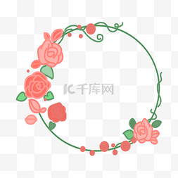玫瑰花花环图片_可爱卡通粉红色玫瑰花圈玫瑰花环