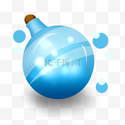 圆形漂流瓶图片_蓝色圆形漂流瓶插画