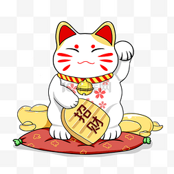 白色猫猫图片_可爱招财猫卡通手绘