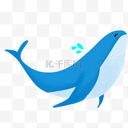 卡通蓝色的鲸鱼图片_蓝色的鲸鱼手绘插画