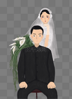 小清新婚礼装饰图片_爱情浪漫婚礼主题插画