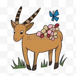 美丽的蓝色鹿图片_手绘棕黄色的小鹿