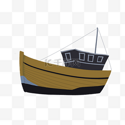 轮船插画图片_黄色的轮船手绘插画