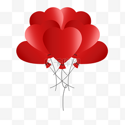 卡通气球漂浮图片_红色卡通桃心装饰气球