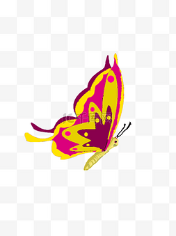 一只飞舞的彩色蝴蝶卡通元素