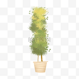 卡通植物盆景图片_绿色的的植物盆景免抠图
