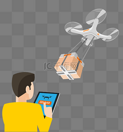 操作杆3d图片_卡通手绘男子操作无人机