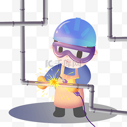 蓝色紫色的图片_焊接施工的小男孩
