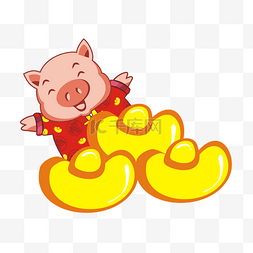 猪猪5卡通新年红色系PNG