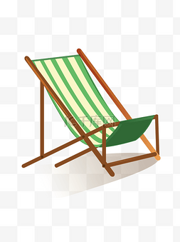 卡通绿色沙滩躺椅设计素材