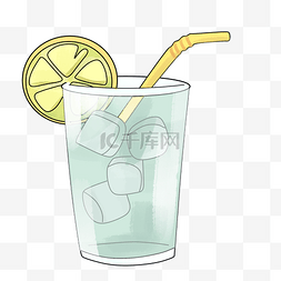 杯子的冰块图片_美味的柠檬饮料插画